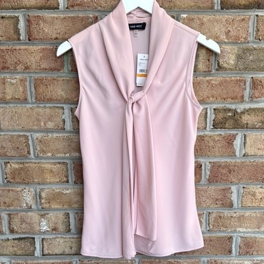 Nine West Pink Sleeveless Tie-Neck Camisole